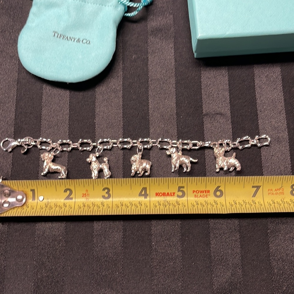 RARE Vintage Sterling Silver Tiffany & Co. Dog Charm Bone Link Bracelet - Picture 8 of 10